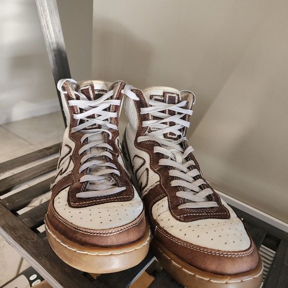 Mens 9 True Religion Leather High Tops Brown/White - Picture 6 of 9